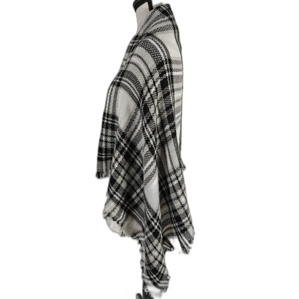 Women Unbranded Plaid Blanket Scarf Black White One Size